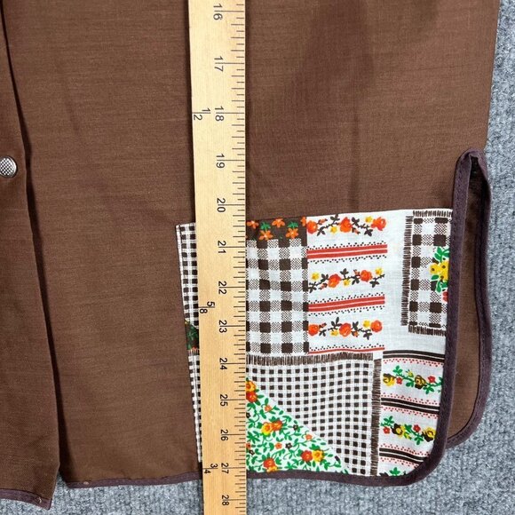 Vintage NEW‎ Smock Shirt with Patchwork Pockets Floral Brown Sleeveless shirt S - Picture 6 of 7